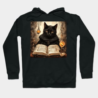 The Curious Black Cat Book of Magic Hoodie